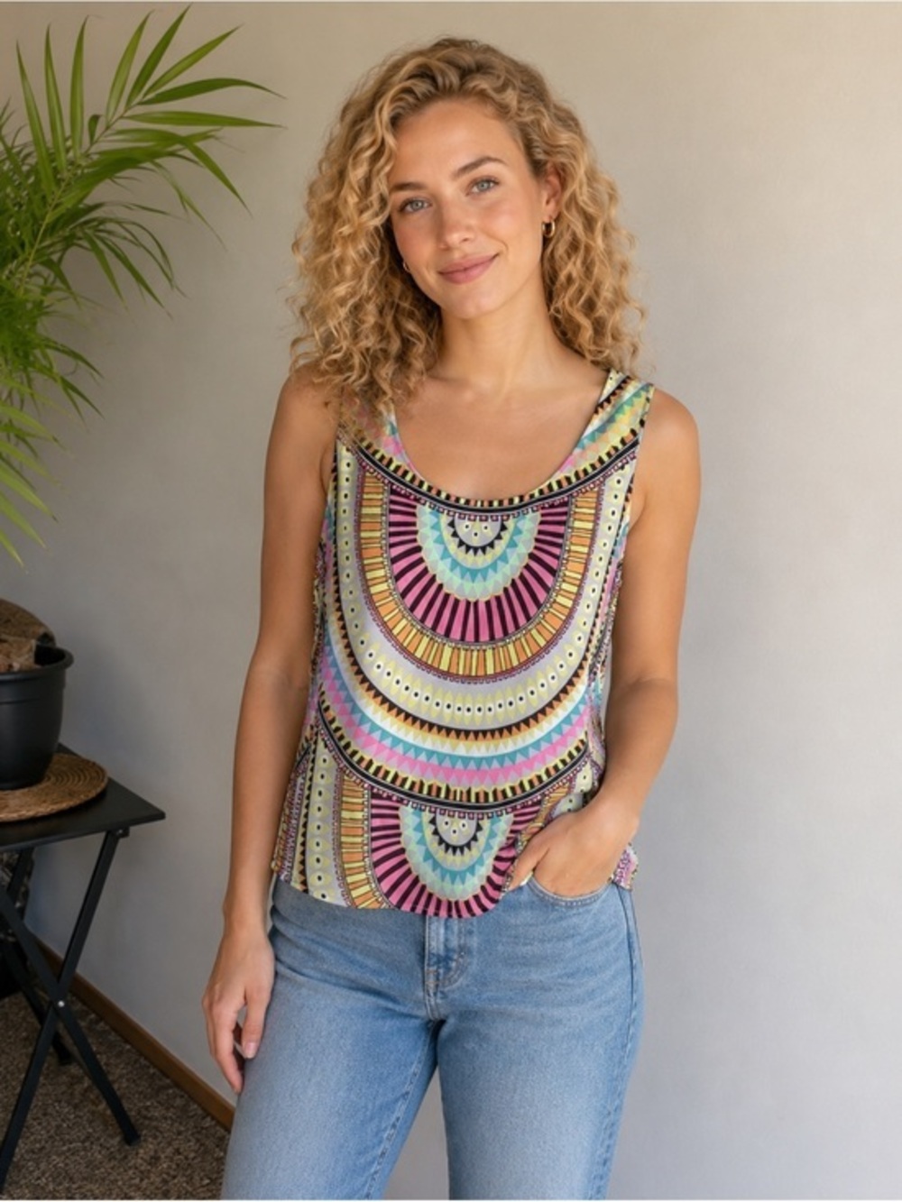 Mara Hoffman Aztec Print Colorful Tank Top Size Small